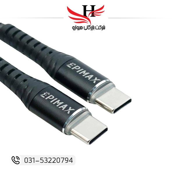 کابل پاور بانک تایپ سی اپی مکس EPIMAX EC23 طول 25 سانتی متر کابل کوتاه شارژ Type‑C مناسب پاوربانک و گوشی اندروید خرید عمده از هیوارو